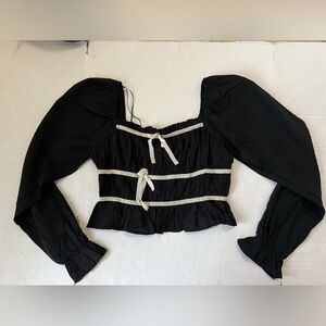 NWT Thirty/ Thirty Black Blouse Womens Long Sleeve Top S